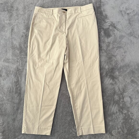 Ann Taylor 2025 The Cotton Crop Pants Women's size 14 Khaki Straight Leg - Picture 1 of 8